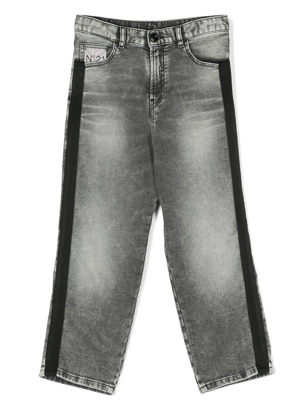 Nº21 Kids Straight-Leg-Jeans mit Logo-Applikation - Grau von Nº21 Kids