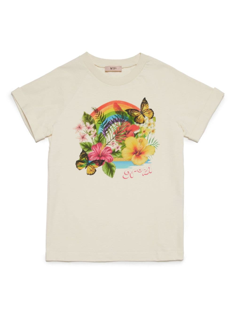 Nº21 Kids T-Shirt mit Blumen-Print - Nude von Nº21 Kids