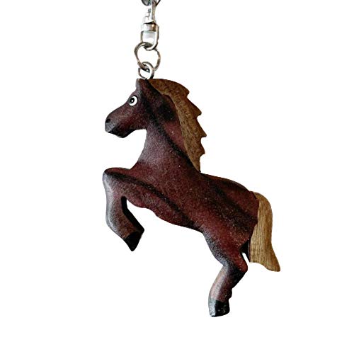 JA Horse - Holz Schlüsselanhänger Pferd Pferdchen Pony Reiten Tier handgemacht (springendes schwarzes Pferd) von N A