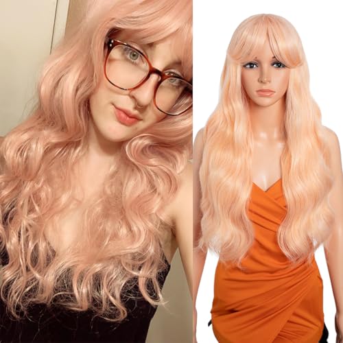 26 Inch Long Wavy Wigs for Women Black Wig with Bangs Ombre Brown Wig with Dark Roots Long Layered Wig Heat Resistant Synthetic Wig Natural Looking Wigs for Daily Party Use(TFC22) von N BLE STAR