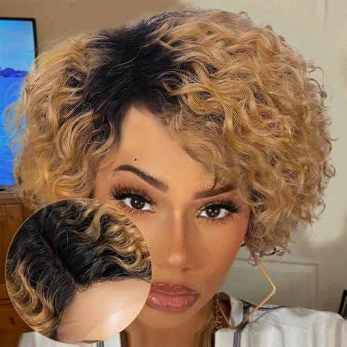 Edler Stern 8inch Lockige Welle Pixie Cut Perücken Echthaar 13x5x1 T Teil Bob Perücke für Frauen Seitenscheitel Pixie Cut Spitze Front Perücke mit Babyhaar Leimlose Short Cut Bob Perücke TT1B/27 Edler Stern 8inch Lockige Welle Pixie Cut Perücken Echthaar 13x5x1 T Teil Bob Perücke für Frauen Seitenscheitel Pixie Cut Spitze Front Perücke mit Babyhaar Leimlose Short Cut Bob Perücke TT1B/27 von N BLE STAR
