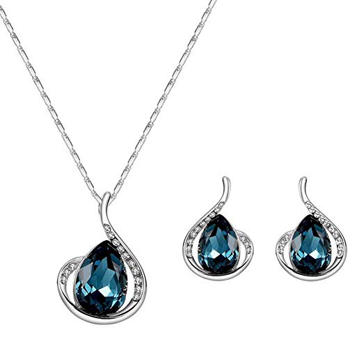 1 Satz Mode Strass Halskette Ohrringe Set Elegante Kristall Anhänger Schmuck Set für Frauen Mädchen Neu Freigegeben und BeliebtErschwinglichdauerhaft von N-K