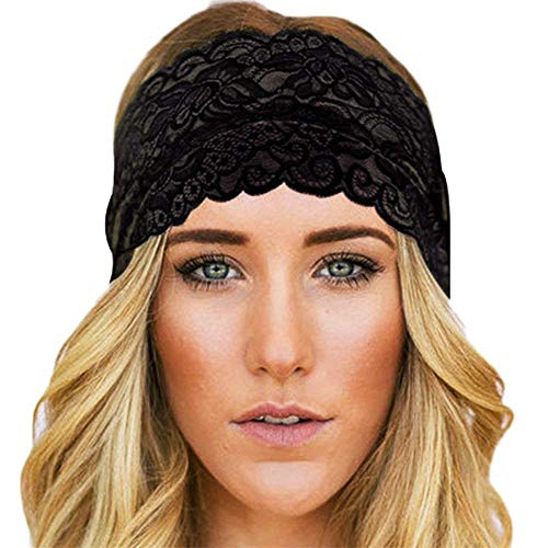 N-K 1 STÜCKE Schwarze Frauen Spitze Stirnband Elastisches Haarband Atmungsaktive Headwrap Haarschmuck für Sport Kreative und NützlicheErschwinglichdauerhaft von N-K