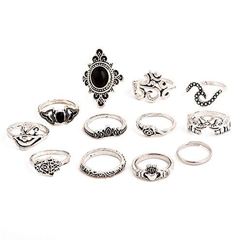 N-K Bohemian Knuckle Ring Set Vintage Punk Crown Blume Gothic Joint Ring Set für Frauen Sehr praktisch und beliebtErschwinglichbillig von N-K