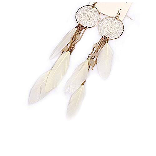 N-K Traumfänger Federn Quaste Anhänger Lange Haken Ohrringe Schmuck - Kaffee neu veröffentlicht von N-K