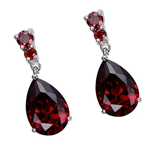 N-K Wassertropfen Ohrringe 925 Silber Zirkon Vintage Lange Baumeln Für Frauen Rot Exquisite Verarbeitung von N-K