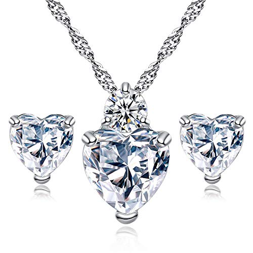 N-brand PULABO Ohrringe Halskette Diamant Herz Stil Elegante Frauen kristall schmuck Set kristall anhänger für Dame mädchen bequem und praktisch Stilvoll von N-brand