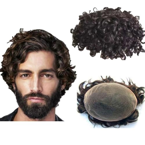 NLW Herren Toupet Echthaar-Ersatzsystem 10mm Locke Echthaar-Perücke Natürlich Atmungsaktiv Schweizer Spitze Echthaar-Toupet für Männer 10x8' #1B Naturschwarz NLW Herren Toupet Echthaar-Ersatzsystem 10mm Locke Echthaar-Perücke Natürlich Atmungsaktiv Schweizer Spitze Echthaar-Toupet für Männer 10x8' #1B Naturschwarz von N.L.W.