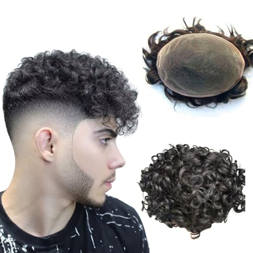 NLW Herren Toupet Echthaar-Ersatzsystem 10mm Locke Echthaar-Perücke Natürlich Atmungsaktiv Schweizer Spitze Echthaar-Toupet für Männer 10x8' #Schwarzer Jet NLW Herren Toupet Echthaar-Ersatzsystem 10mm Locke Echthaar-Perücke Natürlich Atmungsaktiv Schweizer Spitze Echthaar-Toupet für Männer 10x8' #Schwarzer Jet von N.L.W.