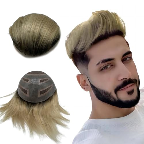 NLW Toupet Echthaar Männer 0.04 mm Thin Skin PU with Lace Toupet Herrenperücken 8 * 10 Base Herren Echthaar perücke 110% Density (#T613) von N.L.W.