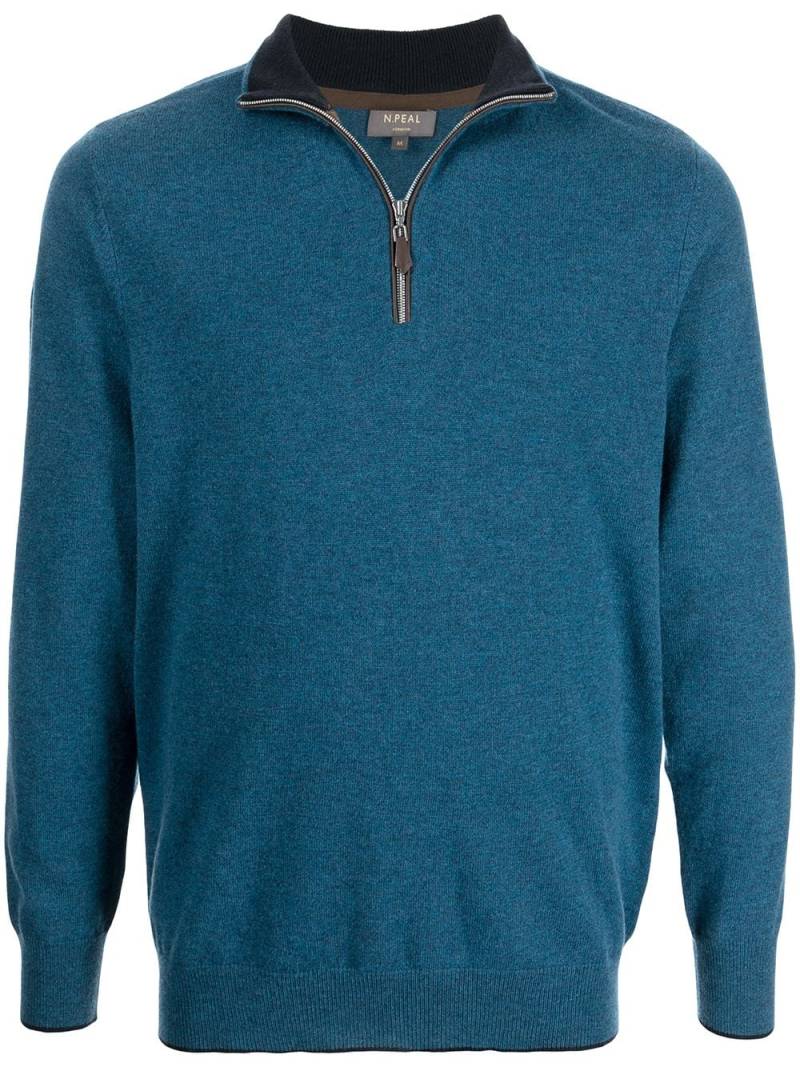 N.Peal Bio-Kaschmirpullover mit Reißverschluss - Blau von N.Peal