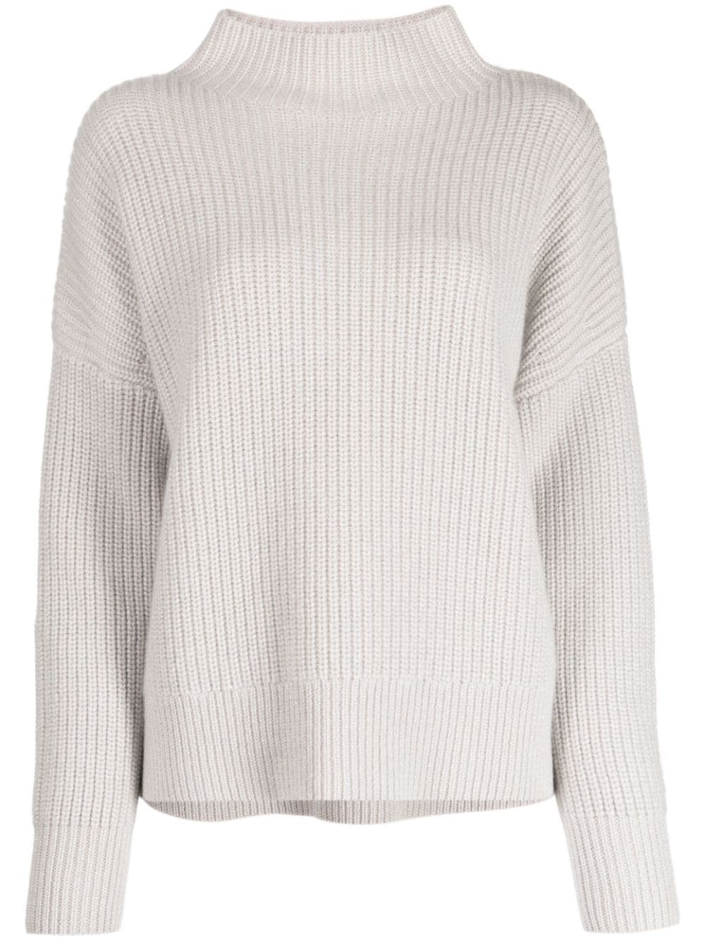 N.Peal Gerippter Pullover mit Stehkragen - Grau von N.Peal