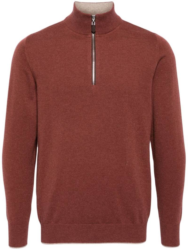 N.Peal Knightsbridge Pullover mit kurzem Reißverschluss - Rot von N.Peal