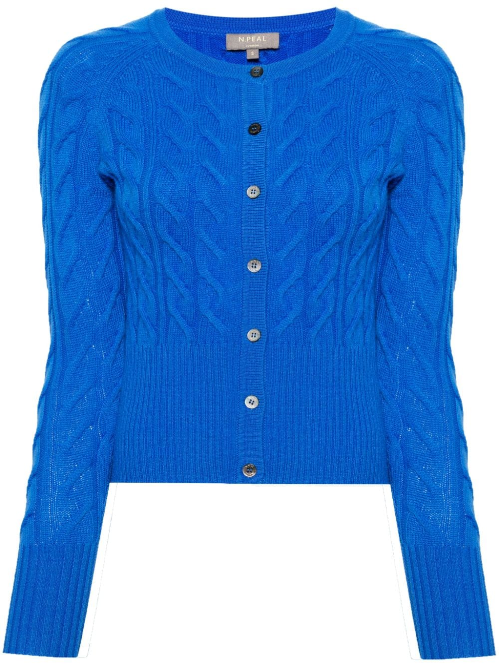 N.Peal Myla Kaschmircardigan mit Zopfmuster - Blau von N.Peal