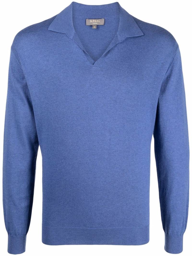 N.Peal Pullover mit Poloshirtkragen - Blau von N.Peal