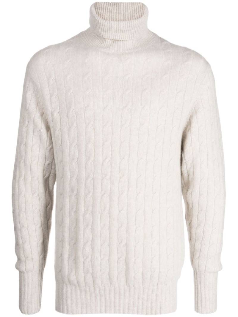 N.Peal Rollkragenpullover mit Zopfmuster - Nude von N.Peal