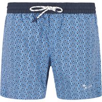 N.Z.A. Herren Badeshorts blau Baumwoll-Stretch gemustert von N.Z.A.