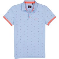 N.Z.A. Herren Polo-Shirt blau Baumwoll-Piqué gemustert von N.Z.A.