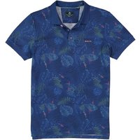 N.Z.A. Herren Polo-Shirt blau Baumwoll-Piqué gemustert von N.Z.A.