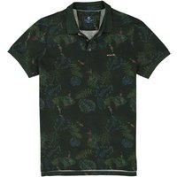 N.Z.A. Herren Polo-Shirt grün Baumwoll-Piqué gemustert von N.Z.A.