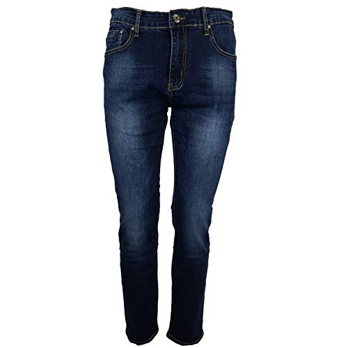 N+1 Herren Jeans Slim Fit elastisch 5 Taschen gewaschen 46 48 50 52 54 56, Slim Fit, Blau 52 von N