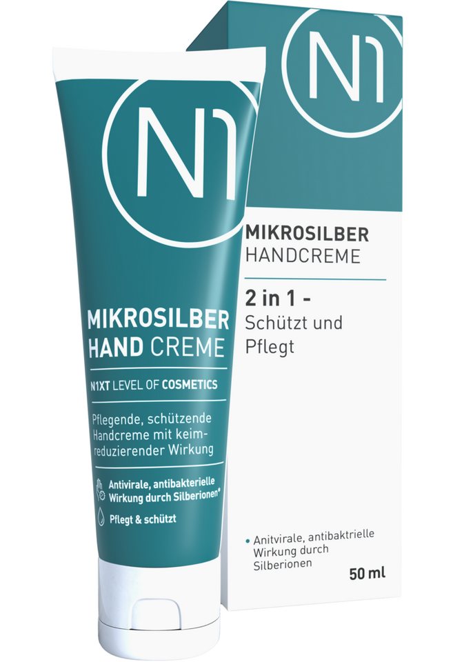 N1 Healthcare Handcreme Mikrosilber Handcreme - Desinfektion & Hautpflege in einer Creme, Desinfiziert und pflegt die Haut gleichzeitig. von N1 Healthcare