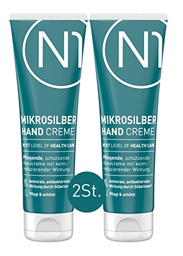 N1 Mikrosilber Handcreme für sehr trockene Hände 100ml [inkl. Desinfektion] - Handcreme rissige Hände + Desinfektionsmittel für Hände in einem Produkt von N1