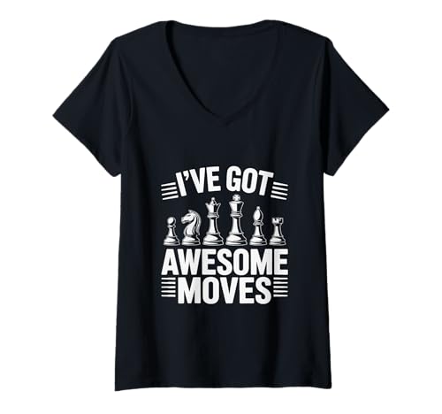 Damen „Ich Habe tolle Moves“ für Strategie von Schachliebhabern T-Shirt mit V-Ausschnitt von N36 Chess & Fun