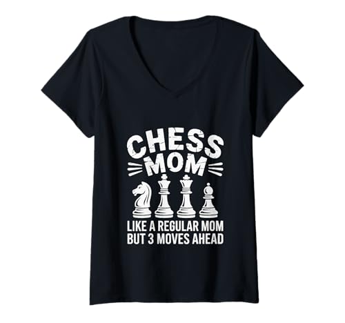Damen Chess Mom: 3 Züge voraus - Für kluge Mütter T-Shirt mit V-Ausschnitt von N36 Chess & Fun