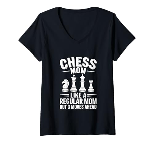 Damen Chess Mom: Strategic Queen 3 zieht voran T-Shirt mit V-Ausschnitt Damen Chess Mom: Strategic Queen 3 zieht voran T-Shirt mit V-Ausschnitt von N36 Chess & Fun