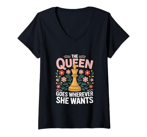 Damen Die Schachstrategie der Königin für Brettspielliebhaber T-Shirt mit V-Ausschnitt Damen Die Schachstrategie der Königin für Brettspielliebhaber T-Shirt mit V-Ausschnitt von N36 Chess & Fun