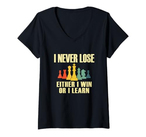 Damen Schachliebhaber Zitat: Entweder ich gewinne oder lerne T-Shirt mit V-Ausschnitt Damen Schachliebhaber Zitat: Entweder ich gewinne oder lerne T-Shirt mit V-Ausschnitt von N36 Chess & Fun