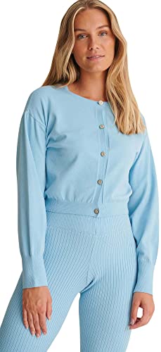 NA-KD Damen Balloon Sleeve Knitted Cardigan Strickjacke, azurblau, M von NA-KD