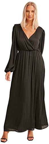 NA-KD Damen Balloon Sleeve Structured Maxi Casual Dress, Black, EU 40 von NA-KD