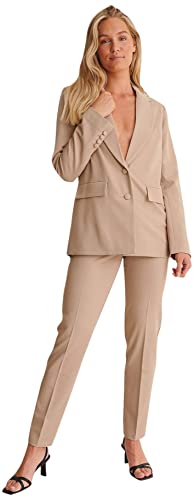 NA-KD Damen Basic Oversize Blazer, Dunkelbeige, 34 von NA-KD