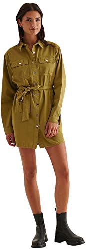 NA-KD Damen Belted Shirt Dress Lssiges Kleid, moosgrün, 40 von NA-KD