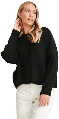 NA-KD Damen Wide Knitted Sweater Pullover, Schwarz, M von NA-KD