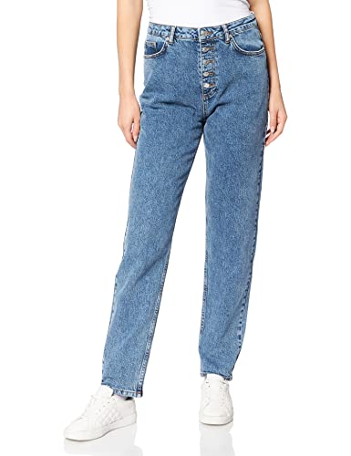 NA-KD Damen Button Closure Straight Denim Jeans, Mittelblau, 38 EU von NA-KD