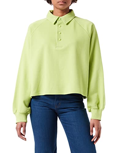 NA-KD Damen Buttoned Collar Sweater Polo-Pullover, Hellgrün, L von NA-KD