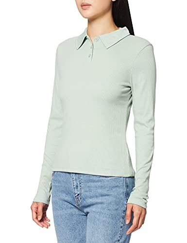 NA-KD Damen Buttoned Collar Top Hemd, lichtgrün, L von NA-KD