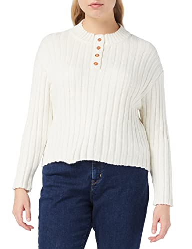 NA-KD Damen Buttoned Knitted Sweater Pullover, weiß, S von NA-KD