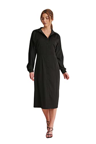 NA-KD Damen Buttoned Midi Dress Lssiges Kleid, Schwarz, 36 EU von NA-KD