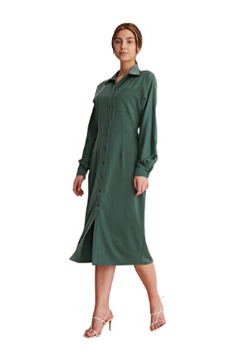 NA-KD Damen Buttoned Midi Dress Lssiges Kleid, grün, 36 EU von NA-KD