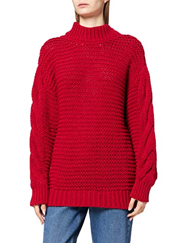 NA-KD Damen Cable Knitted Sweater Pullover, hellrot, M von NA-KD