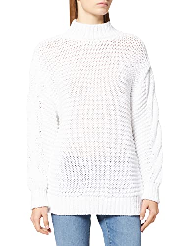 NA-KD Damen Cable Knitted Sweater Pullover, weiß, L von NA-KD