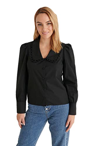 NA-KD Damen Collar Detail Shirt Hemd, Schwarz, 40 EU von NA-KD