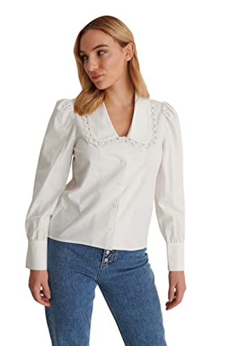 NA-KD Damen Collar Detail Shirt Hemd, weiß, 34 EU von NA-KD