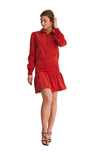 NA-KD Damen Corduroy Mini Dress Lssiges Kleid, Dusty Red, 34 EU von NA-KD