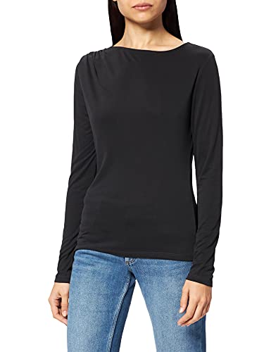 NA-KD Damen Draped Long Sleeve Top Hemd, Schwarz, 2XL von NA-KD