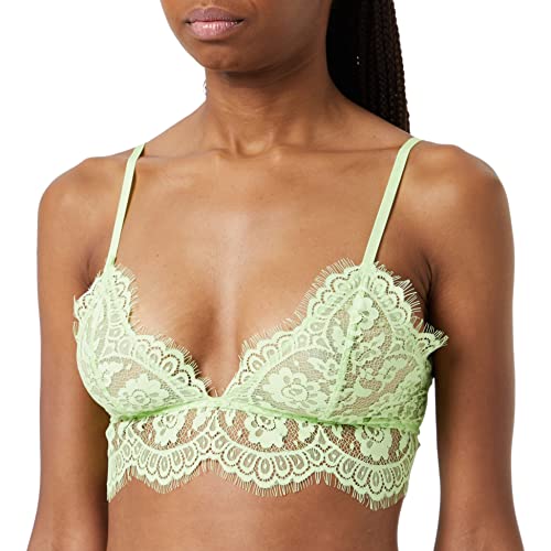 NA-KD Damen Eyelash Lace Top BH, Grün, L EU von NA-KD